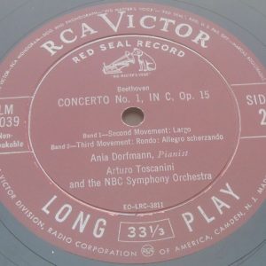 Toscanini / Ania Dorfmann – Beethoven Concerto No. 1 RCA LM 1039 lp 50’s