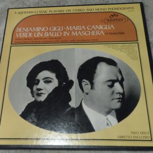 Verdi – Un Ballo In Maschera  Gigli Caniglia Serafin Seraphim 2 lp Box EX