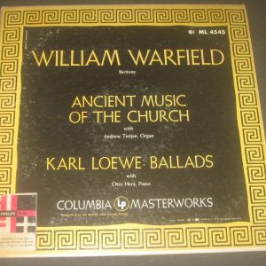 William Warfield ‎– Ancient Music of the Church Columbia ‎ ML 4545 LP ED1 1953