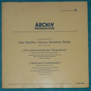 Bach Cantatas BWV 1 / 4 Lehmann Fischer-Dieskau Archiv 14079 APM LP EX