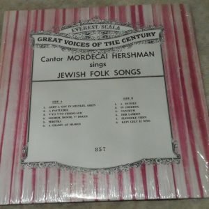 Cantor Mordecai Hershman ‎– Sings Jewish Folk Songs Everest / Scala SC-857 lp