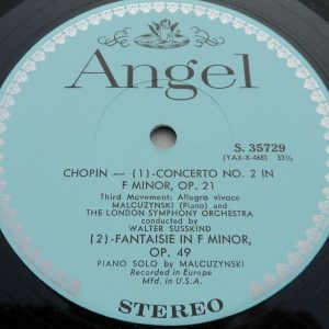 Chopin  Piano Concerto No. 2 / Fantasie  Susskind Malcuzynsky Angel S35729 lp