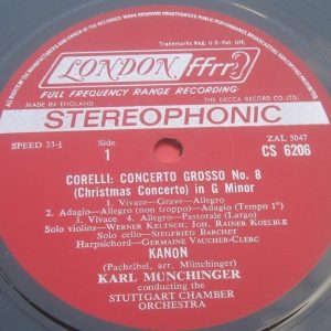 Corelli , Ricciotti , Pachelbel , Gluck – Münchinger London CS 6206 LP