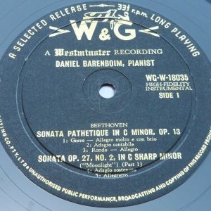 Daniel Barenboim – Piano Beethoven – Sonatas Westminster W & G WG-W-18035 lp