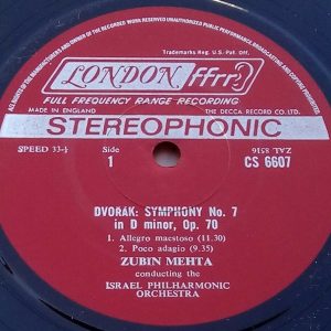 Dvorak – Symphony No. 7 Zubin Mehta London CS 6607 LP EX