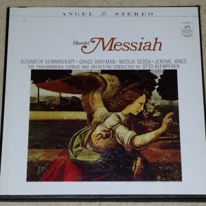 Handel – Messiah Schwarzkopf , Gedda , Klemperer Angel CL 3657 3 LP Box EX