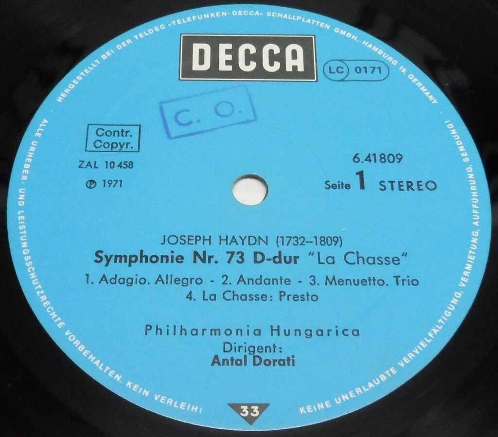 Haydn Die Jagd La Chasse / Oxford Symphonie Dorati Decca 6.41809 LP EX ...