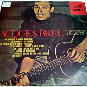 Jacques Brel – A L’olympia LP Mega rare Israel Israeli press diff cover chanson