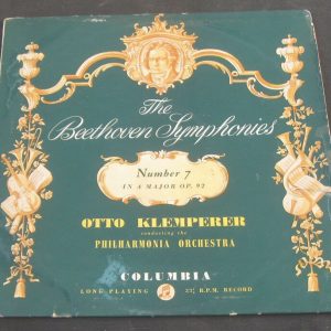 KLEMPERER – BEETHOVEN : Symphony No.7 Columbia 33cx 1379 B/G label UK-50s lps