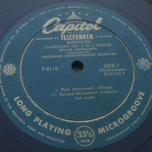 Mengelberg – Beethoven Symphony No. 5 Capitol Telefunken P 8110 lp RARE