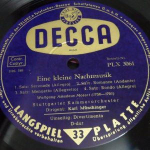 Mozart  Eine Kleine Nachtmusik / Divertimento  Munchinger  Decca ‎PLX 3061 lp