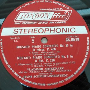Mozart Piano Concerto No. 20 / 6 Ashkenazy Schmidt-Isserstedt London CS 6579 lp