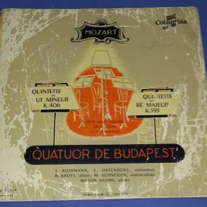 Mozart – Quintets  Budapest Quartet Milton Katims  Columbia FCX 179 LP ED1 Rare