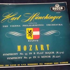 Mozart Symphonies Nos. 33 & 40 Munchinger Decca ‎ LXT 5124 50’s LP