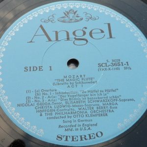 Mozart The Magic Flute Gedda / Schwarzkopf / Klemperer Angel C/L 3651 3 LP Box