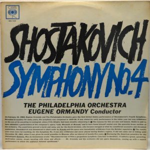 Philadelphia Orchestra / ORMANDY Shostakovich – Symphony No. 4 LP CBS BRG 72129