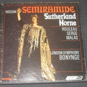 Rossini – Semiramide . Sutherland Bonynge LONDON FFrr A 4383 3 LP BOX 1966 EX