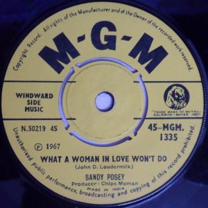 Sandy Posey – What A Woman In Love Won’t Do  Shattered 7″ Made In India 1967