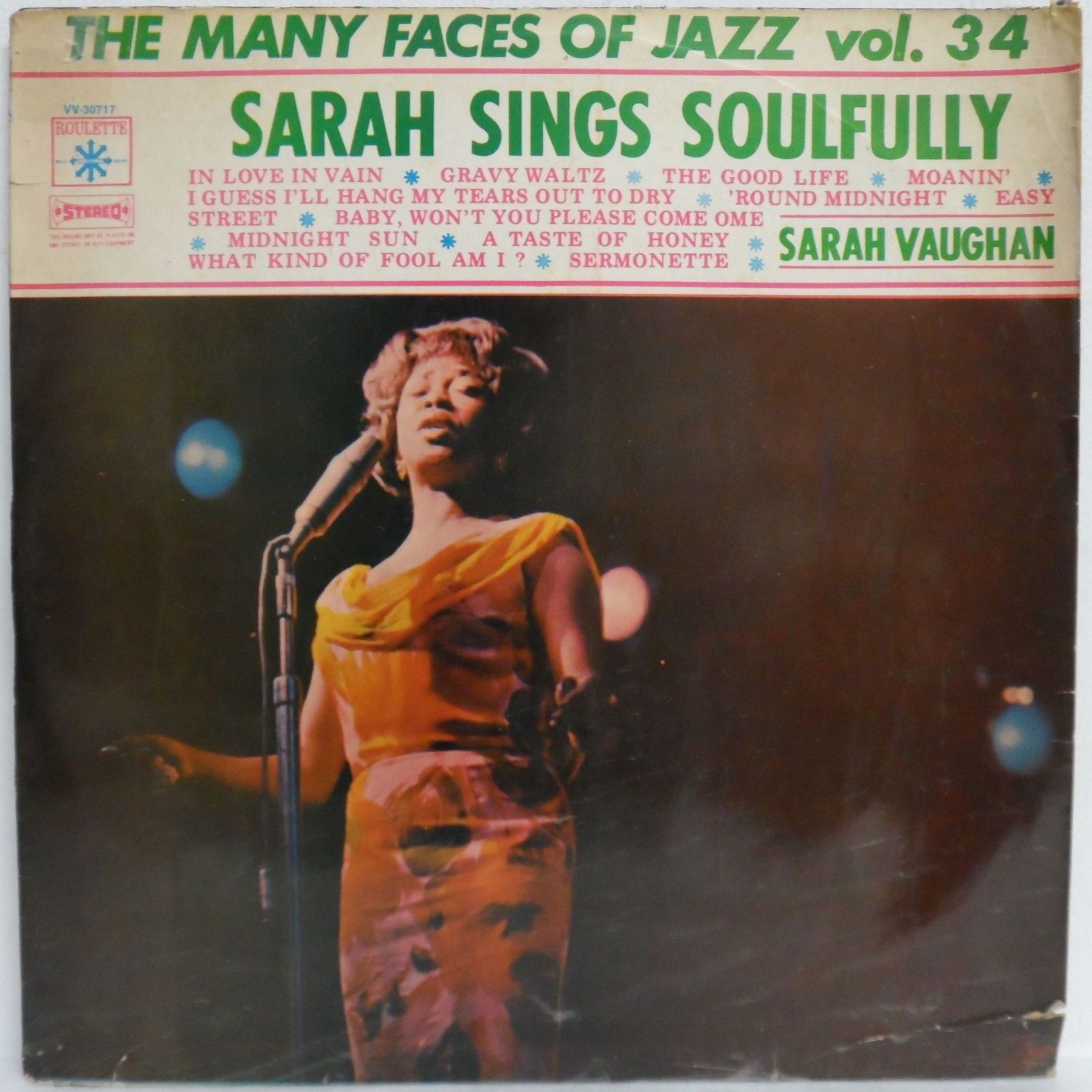 Sarah Vaughan – Sarah Sings Soulfully LP Rare Israel release diff. cover Jazz