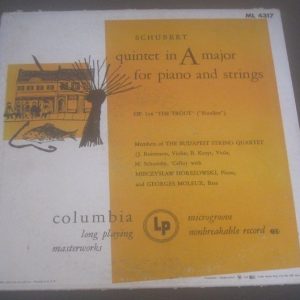 Schubert Quintet The Trout Budapest String Quartet Columbia ML 4317 6 Eye LP