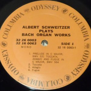 Schweitzer Plays Bach Organ Works Odyssey ?? 32 26 0003 2 LP Box