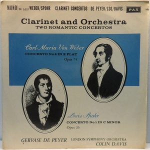 Von Weber / Louis Spohr – Clarinet Concerto LP Gervase De Peyer LSO Colin Davis