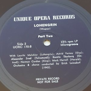 Wagner – Lohengrin  Erich Leinsdorf   Unique Opera Records  UORC 170 3 lp EX
