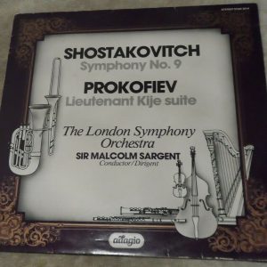 shostakovich Symphony No. 9 Prokofiev Lieutnant Kije Suite Sargent ‎ Adagio lp